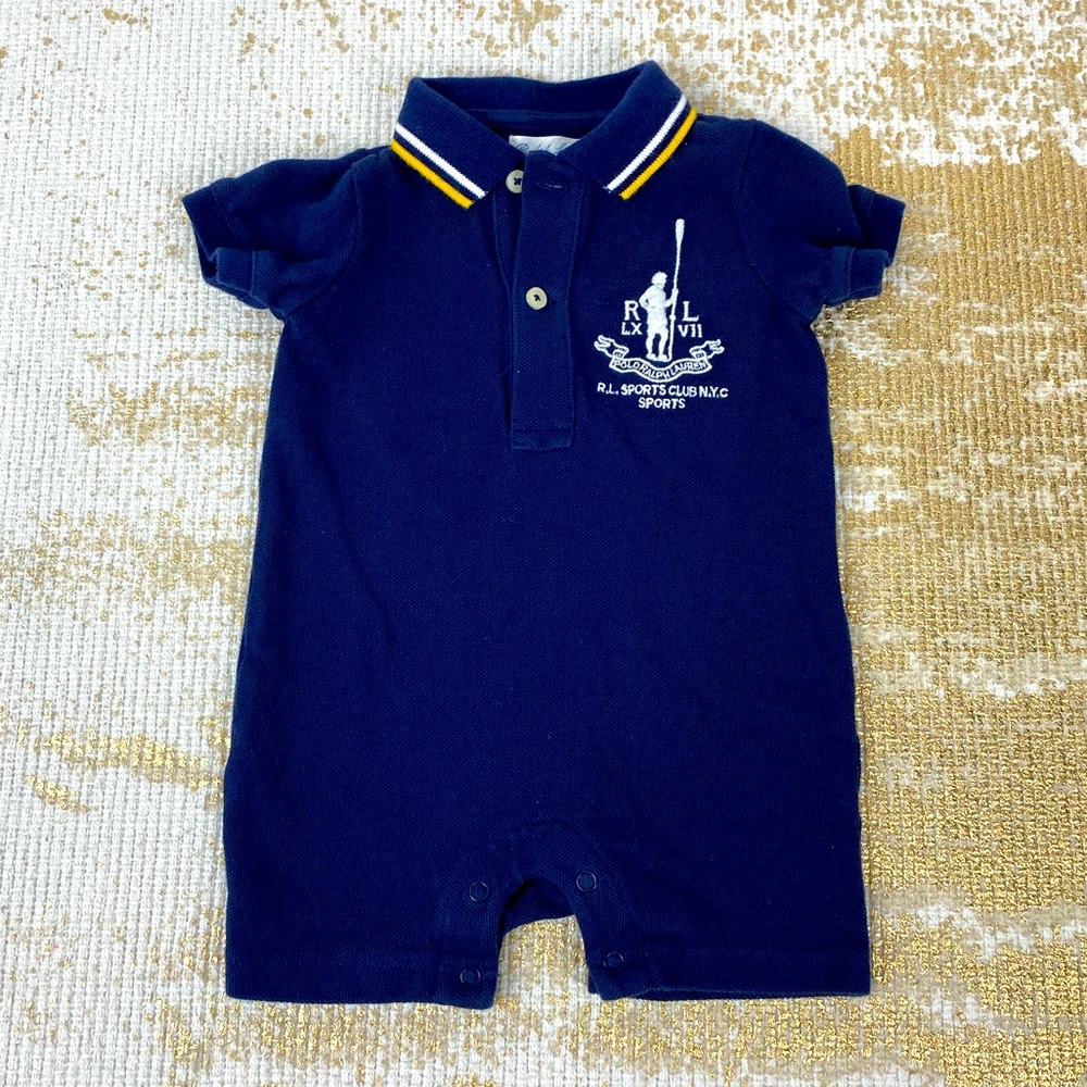 Ralph Lauren Baby Boy Polo Romper | 3 Months